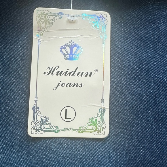 Huidan Jeans jean jacket size large NWT dark denim with distressed accents - Picture 4 of 12